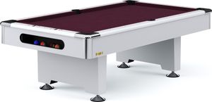 Automaten Hoffmann Billardtisch "Club Pro III" Dekor Weiß, Simonis 860, Wine, 9 ft (Spielfeld 254x127 cm)
