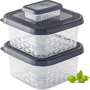 Zestaw Pojemników Plastikowych Do Żywności 3 Szt. Pojemniki Antracyt Zestaw Pojemników Plastikowych Do Żywności 3 Szt. Pojemniki Antracyt