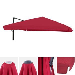 Ersatz-Bezug für Luxus-Ampelschirm HWC-A96 mit Flap, Sonnenschirmbezug, 3x3m (Ø4,24m) Polyester 3kg  bordeaux