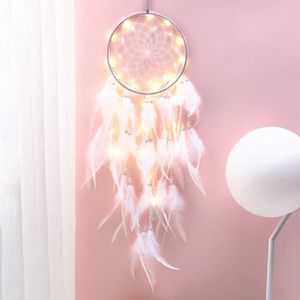 Alster Herz leuchtender Traumfänger 1 Stück Dreamcatcher mit LED-Licht, weiß-lila