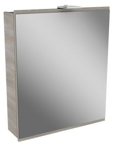 FACKELMANN LED Spiegelschrank LIMA / Badschrank mit Soft-Close-System / Maße (B x H x T): ca. 60 x 73 x 15,5 cm / Möbel fürs WC oder Badezimmer / Korpus: Braun / Front: Braun/Spiegel