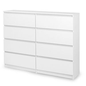 Schöne moderne Kommode mit 8 Schubladen 120 cm Sideboard Schrank: Weiß