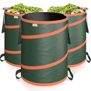 GARDEBRUK® Gartenabfallsack 3x85 Liter 30 kg Belastbarkeit stabil robust abwaschbar Pop up Rasensack Gartentasche Laubsack
