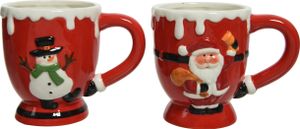 Kubek ceramiczny 10,5cm Father Christmas & Snowman czerwony 1 szt. sort