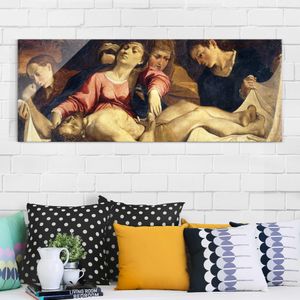 Glasbild - Kunstdruck Lodovico Carracci - Pieta - Panorama Quer, Größe HxB:40cm x 100cm