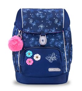 Belmil Premium ergonomischer Schulranzen für Mädchen Für kleine Kinder, Erstklässler mit Patch Set/Brustgurt, Hüftgurt/Magnetverschluss/Blau (405-73/P Sapphire)