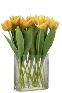 J-Line - Tulipány vo váze 'Ostuni' (sklo, Geel)