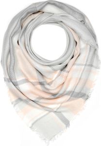 Damen Strickschal kariert Karo XXL Wollschal Oversized Winterschal Autiga® rosa-grau