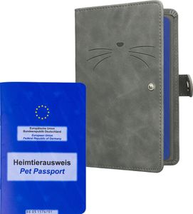 kwmobile Impfpass Hülle für Tiere - Schutzhülle für EU Heimtierausweis - Haustier Impfausweis Cover Kunstleder - Katze Miau