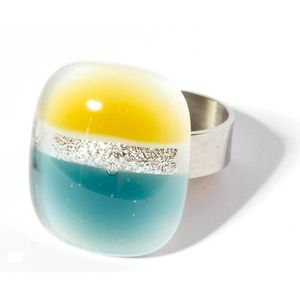 Ring mit Glasstein Fresh Opal türkis