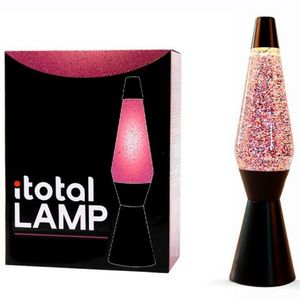 i-Total Lavalampe – Lavalampe – Stimmungslampe – 40 x 11 cm – Glas/Aluminium – 30 W – Glitzer-Lava – Schwarz – XL2344