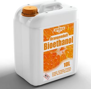 Bioethanol 96,6% 10L |Alkohol Orangeduft 96,6% 10L | Bioethanol für Kamin, Tischkamin, Bioethanol Kamin | Bioethanol Orangeduft | Saubere Verbrennung, ohne Rauch, lebendige und stabile Flamme