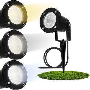 Záhradný reflektor - 1 ks HORTI Bodové záhradné svetlo GU10 vodotesné IP65 s otočnou hlavou so zemným hrotom v čiernej farbe (LED 6 W studená biela 6500 K)