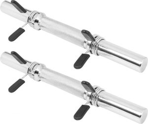 GORILLA SPORTS® Kurzhantelstange - 2er Set, Ø 30mm Durchmesser, 35cm lang, bis 100kg Belastbar, mit 2 Federverschlüssen, rutschfest, Gerändelt, aus Chrom, Silber - Hantelstangen Kurz