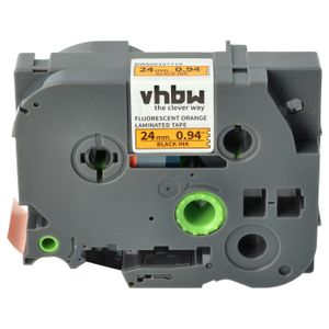 vhbw 1x Schriftband-Kassette kompatibel mit Brother PT H 500 Li, P 700, RL 700 S Etiketten-Drucker 8m x 24mm Schwarz auf Neon-Orange