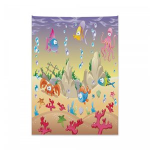 Abakuhaus Unterwasser- Wandteppich, Kinder Cartoon lustig aus Weiches Mikrofaser Stoff Kein Verblassen Klare Farben Waschbar, 110 x 150 cm, Mehrfarbig