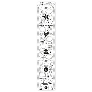 Kindermesslatte - Zum Beschriften in Schwarz Weiß, Größe:100cm x 20cm