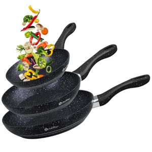 Pfannenset Scheffler Bratpfanne, Pfanne Induktion, Pfanne 28 cm,24cm,20cm, Beschichtete Pfanne, Pan mit Antihaft-Beschichtung, Pfannenset, Frying Pan - geeignet für alle Herdarten ( auch Induktion )