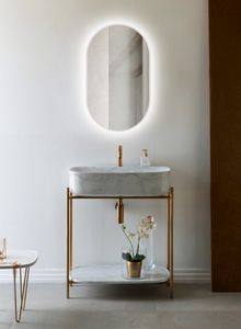 Talos LED Design Spiegel oval black 45 x 75 cm - Badspiegel mit LED Beleuchtung - Lichtspiegel mit  hochwertigem, umlaufenden Aluminiumrahmen in matt schwarz - Badezimmerspiegel - Wandspiegel