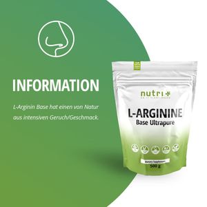 L-Arginin Base Pulver 500g Beutel - höchste Dosierung - pflanzlich durch Fermentation - reines L-Arginine Powder - Vegan - Neutral - ohne Zusatz - Premiumqualität