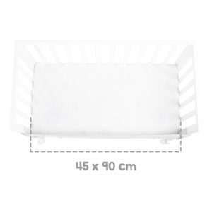 roba Stuben- & Beistellbett safe asleep® 3 in 1 - 45 x 90 cm - Höhenverstellbar - Komplettes Anstellbett mit Matratze + Canvas Barriere - Mesh Umrandung - Bett Set für Babys - Holz weiß