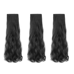 Clip In Extensions Haarverlängerung Set – 3 Haarteile  Lockige haare Extensions Haarverlängerung 50 cm in der Farbe schwarz
