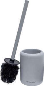 TOM TAILOR WC Bürste Toilettenbürste für Badezimmer Grau | Klobürste mit Toilettenbürstenhalter, Wc Bürstengarnitur Stehend, WC Garnitur, Bad Accessoires, Badezimmer Zubehör, 10,5 x 36 x 10,5 cm