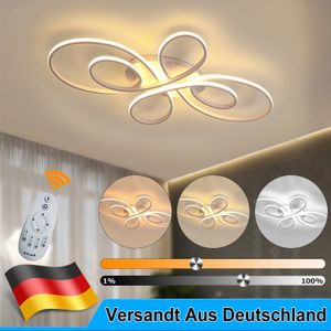 LED Deckenlampe dimmbar Deckenleuchte Fernbedienung Aluoptik 74W Wohnzimmer Weiß