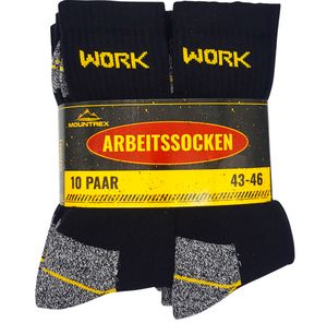 MOUNTREX® Arbeitssocken - Herren Socken - Hoher Baumwollanteil (65%), Hautsympathisch, Schweißaufsaugend - Herrensocken, Work Socks - 10 Paar - Schwarz - 43-46