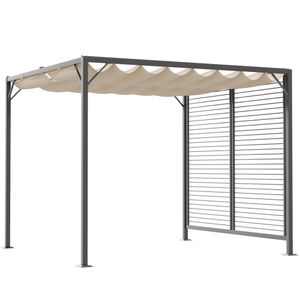 Outsunny Pavilon, Pergola s nastavitelnou látkovou střechou, Párty stan, Stříška, Polyester, Béžová, 275 x 295 x 238 cm