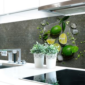 Küchenrückwand Steinplatte Limonen Premium Hart-PVC 0,4 mm selbstklebend - Direkt auf die Fliesen, Größe:120 x 60 cm