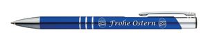 Kugelschreiber mit Gravur "Frohe Ostern" / aus Metall / Farbe: blau