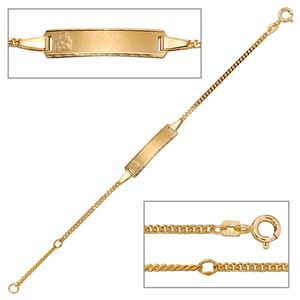 JOBO Schildband Engel 333 Gold Gelbgold 14 cm Gravur Armband Schutzengel Federring