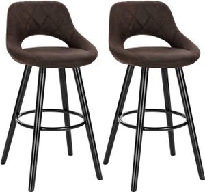 WOLTU Barová stolička Sada 2 barových stoličiek Bistro Stool Counter Stool s opierkou chrbta a opierkou nôh Designová stolička Drevený textilný poťah Tmavo hnedá