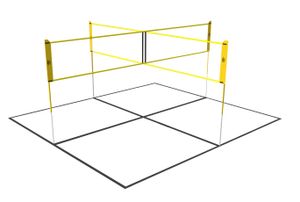 Umbro Spielnetz - Garten - 168 x 400 CM - 4 Fachs - Volleyballnetz - Badminton Netz - Schwarz/gelb