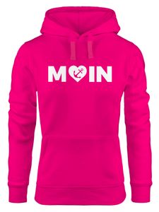 Cooler Kapuzen-Pullover Damen Moin Love Herz mit Anker Nordsee Hoodie Moonworks® pink M