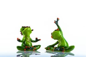 2er Set Yoga Frosch Peace Deko Figur Dekofigur Frösche Tierfigur Froschfigur