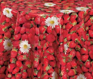 PVC Tischdecke Erdbeere Wachstuch - Eckig - Länge & Breite wählbar - abwaschbare Tischdecke - rot Früchte Strawberry, Größe:140 x 200 cm