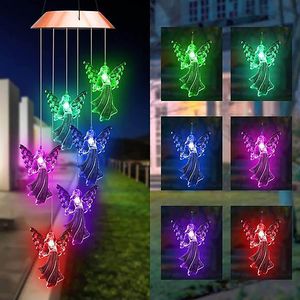 Solar Windspiel Licht für Draußen, Farbwechsel Solar Engel Windspiel für Haus /Party /Patio /Nacht Garten Dekoration -Rot
