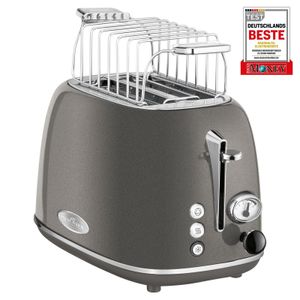 ProfiCook Toaster im stilvollen Vintage-Design - 2 Scheiben mit Wide-Slot (extra breite Toastschlitze) und massivem Metallgehäuse - Retro Toaster mit Brötchenaufsatz - PC TA 1193 anthrazit