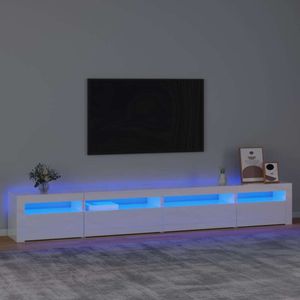 TV skrinka Maison Exclusive s LED osvetlením biela vysoký lesk 270 x 35 x 40 cm