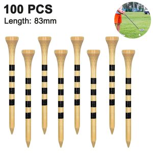 100 Golf Tees Holz - 100 Stück 70mm / 83mm Bambus Tees，Weiß&Rot，Holzfarbe，Gestreift