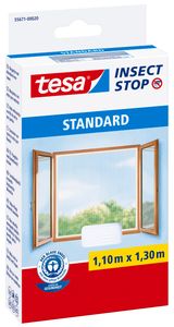 tesa 3x Fliegengitter Standard Insektenschutz Fenster ohne Bohren weiß 1,1x1,3 m
