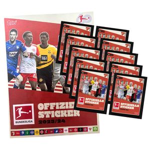 Topps Bundesliga Sticker 2024 - Fußball Sammelsticker - 1 Album + 10 Tüten