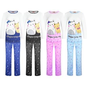 4 x FINE WOMAN® Baumwoll Damen Pyjama Mädchen Schlafanzug 2teilig Größe L in 4 Farben