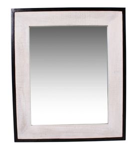 SIT Möbel Wand-Spiegel | weiß mit antikschwarz | Mango-Holz mit Altmetall | B 70 x T 3 x H 80 cm | 07390-10 | Serie WHITE PANAMA