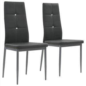 Esszimmerstühle 2 Stück Küchenstühle Stühle Sessel Grau Kunstleder 6739