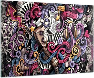 Bilder auf glas - Graffiti modern - 100x70cm - Glasbilder - Wandbilder - Kunstdruck - zum Aufhängen bereit - Wanddekoration aus Glas - Glas Bilder - Wandbild auf Glas - Einteilig - GAA100x70-4015