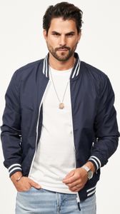 SOULSTAR Herren Übergangsjacke mit Baseball-Kragen im College-Stil als leichte Sommerjacke Herren Blousonjacke dünne Bomberjacke leichte Übergangsjacke