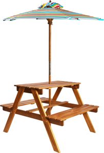 Modern Kinder-Picknicktisch Sonnenschirm 79x90x60cm Massivholz Akazie Outdoor Campingtisch,Terrassentisch Picknicktisch,Balkontisch,Garten-Teetisch👶2624